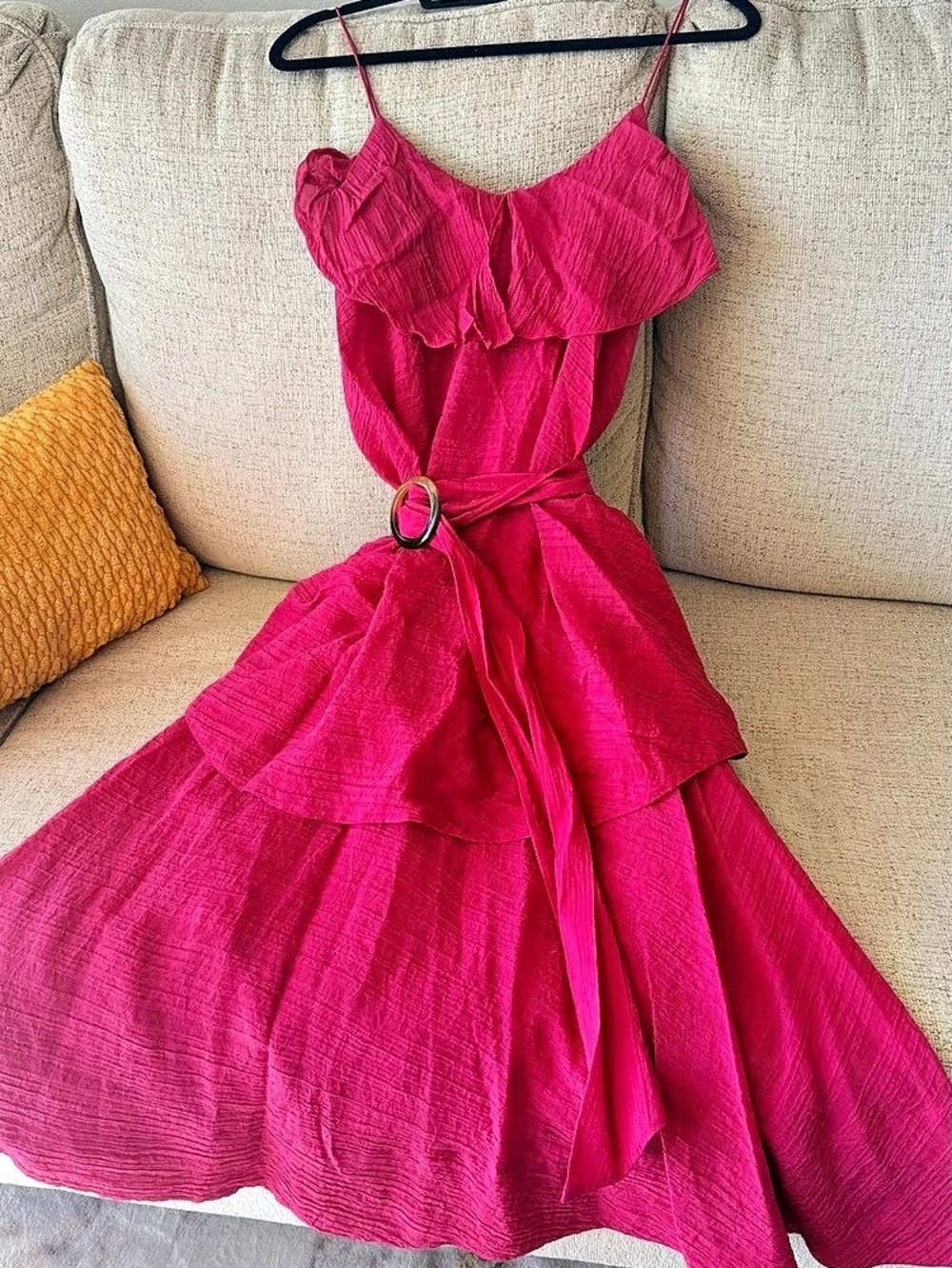 Club Monaco Pink Ruffle Maxi Dress Like New